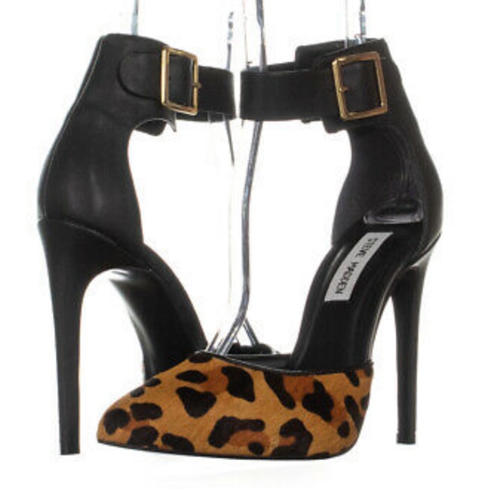 Leopard Ankle Strap Pumps